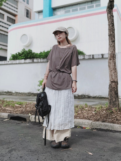 MB012 BUTTON STRIPED TOP
