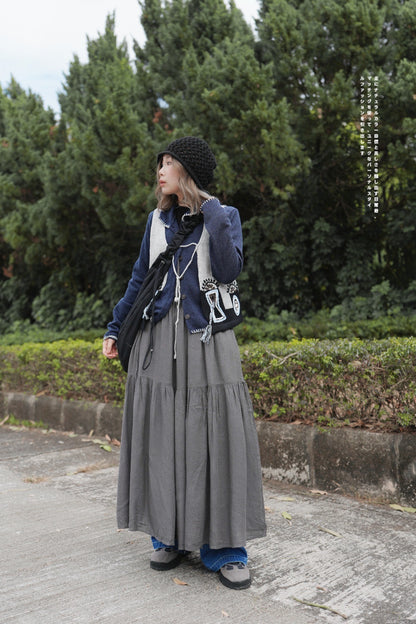 CA684 V-NECK LINEN OP DRESS