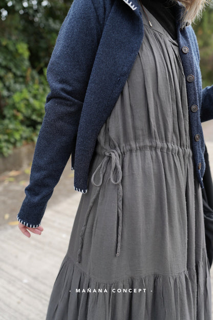 CA684 V-NECK LINEN OP DRESS