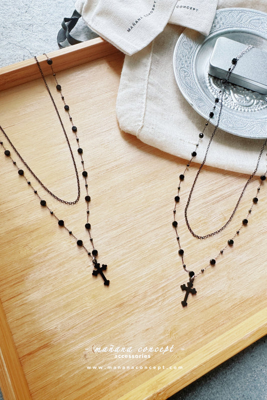 MZ634 DOUBLE LAYERED CROSS NECKLACE