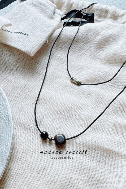 MZ623 DOUBLE LAYERED STONE NECKLACE