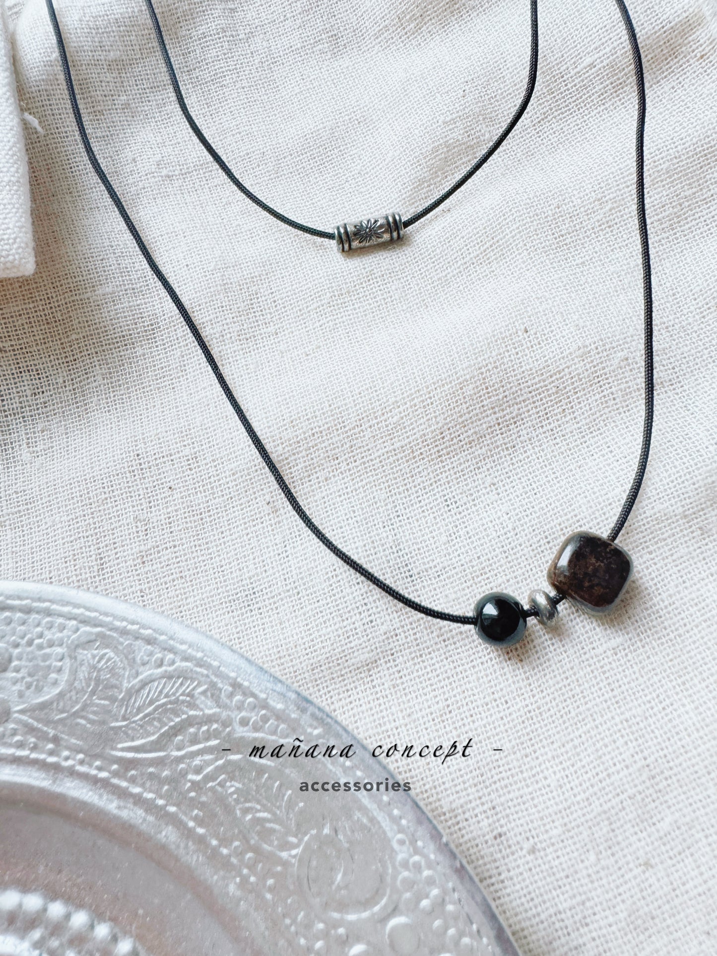 MZ623 DOUBLE LAYERED STONE NECKLACE
