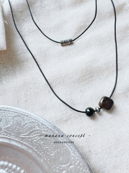 MZ623 DOUBLE LAYERED STONE NECKLACE