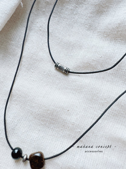 MZ623 DOUBLE LAYERED STONE NECKLACE