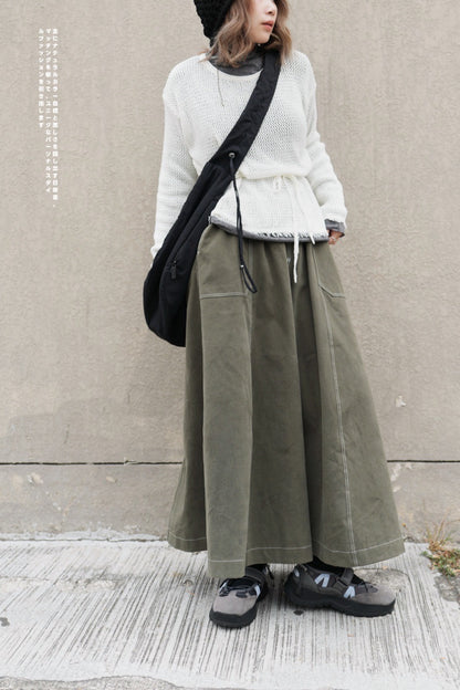 MZ609 A-CUT CONTRAST STITCH SKIRT