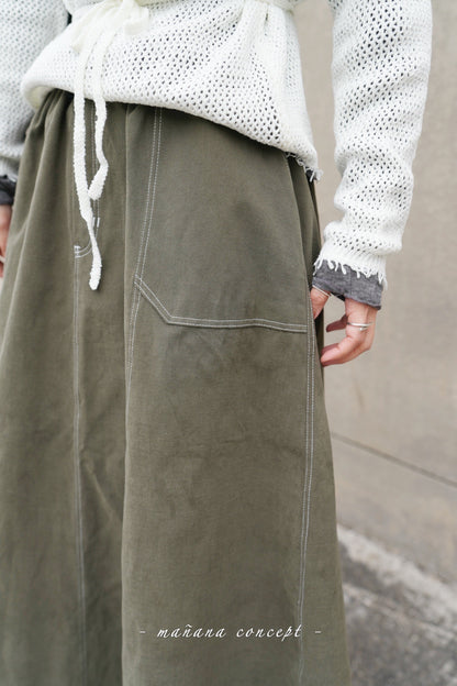MZ609 A-CUT CONTRAST STITCH SKIRT