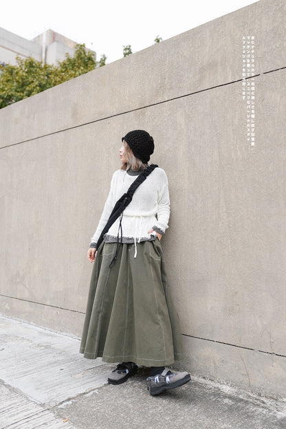 MZ609 A-CUT CONTRAST STITCH SKIRT