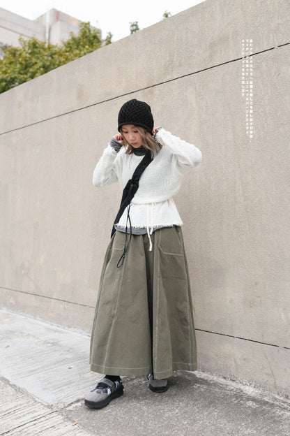MZ609 A-CUT CONTRAST STITCH SKIRT