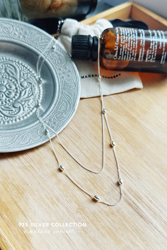 MZ647 925 SILVER BEAD LAYERING NECKLACE