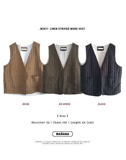 MZ611 LINEN STRIPED WORK VEST