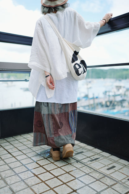 NA390 STONEWASHED PATCHWORK SKIRT