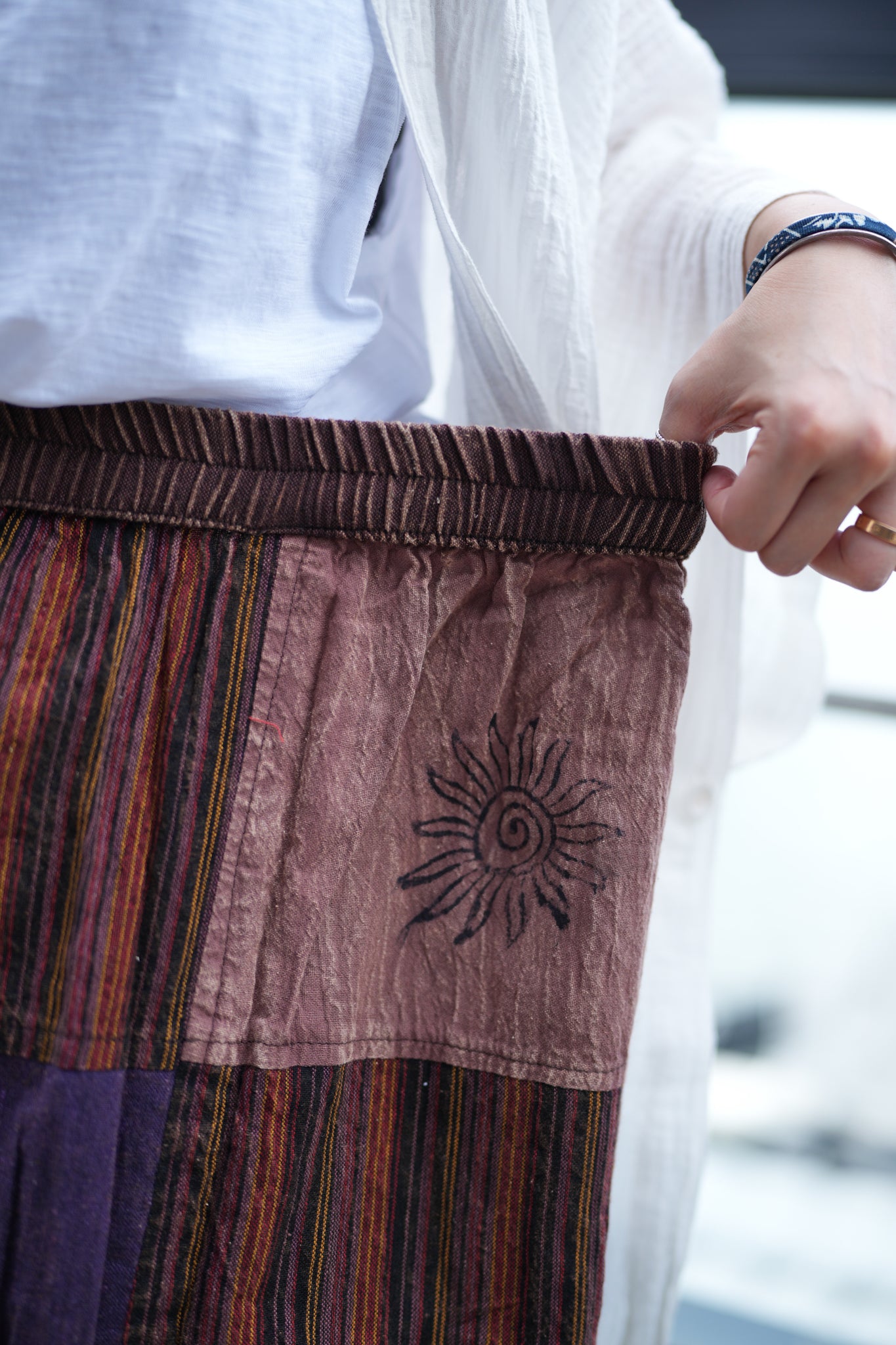 NA390 STONEWASHED PATCHWORK SKIRT