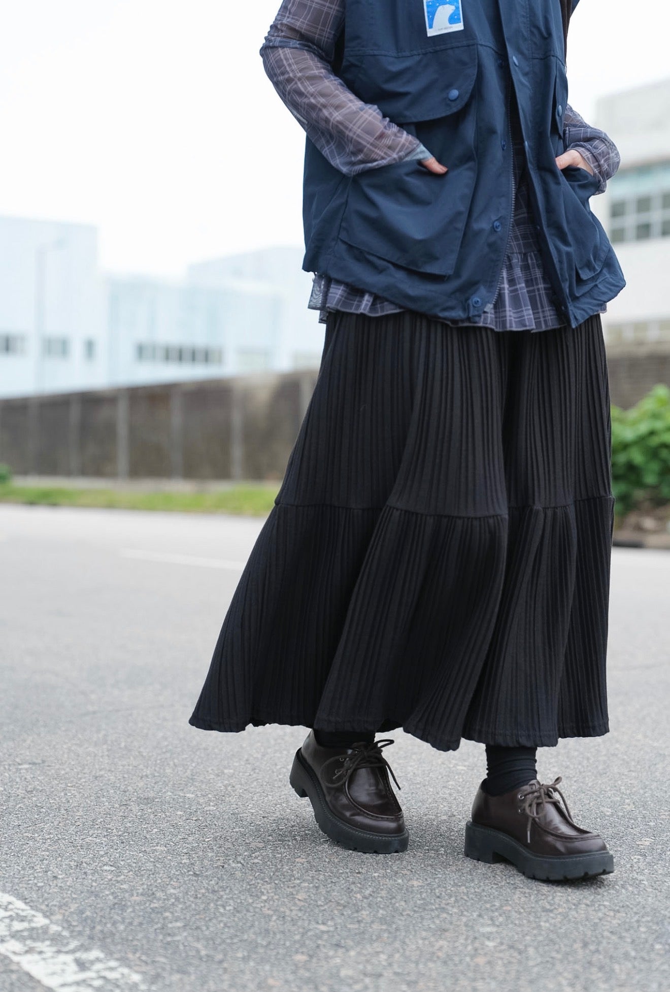 MZ971 PLEATED KNIT SKIRT