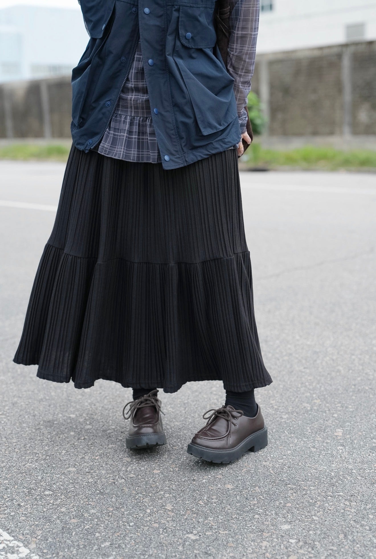 MZ971 PLEATED KNIT SKIRT