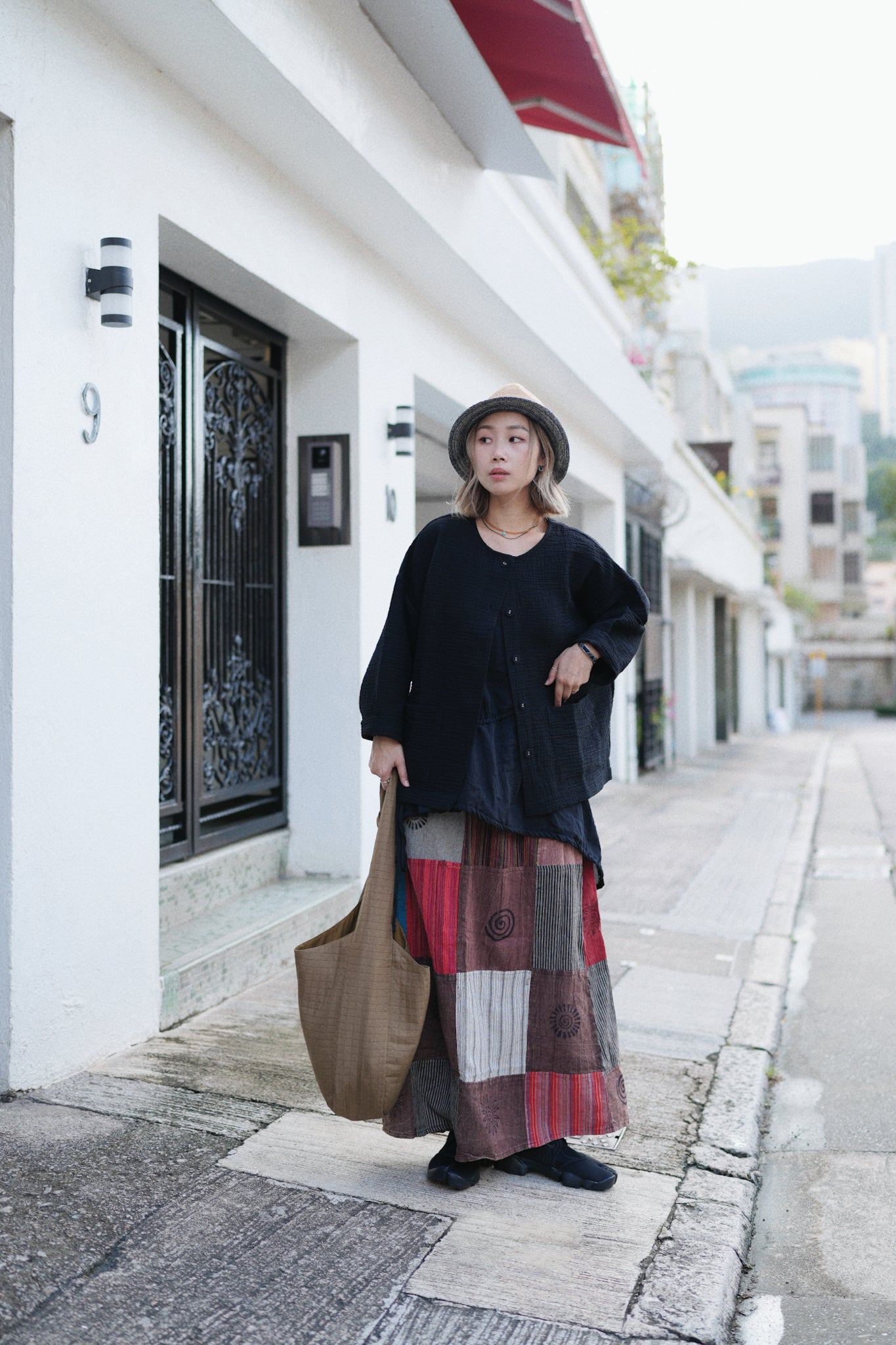 NA390 STONEWASHED PATCHWORK SKIRT