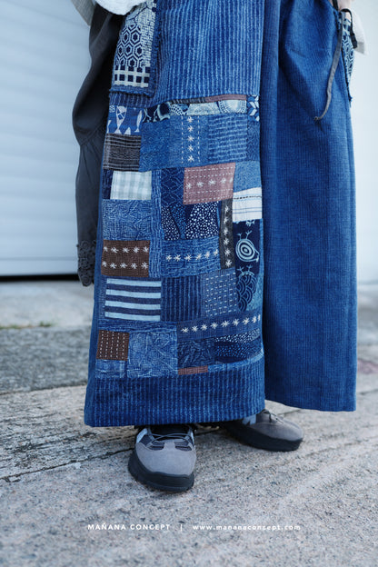 NA420 PATCHWORK SASHIKO WIDE LEG PANTS