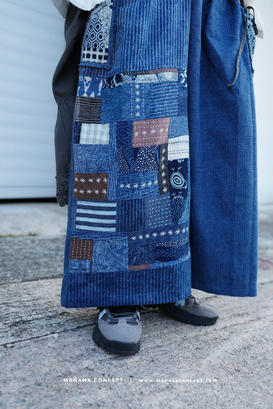 NA420 PATCHWORK SASHIKO WIDE LEG PANTS