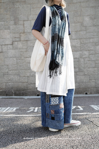 NA420 PATCHWORK SASHIKO WIDE LEG PANTS
