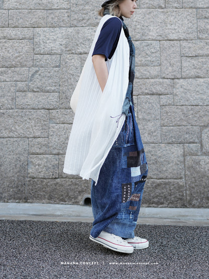 NA420 PATCHWORK SASHIKO WIDE LEG PANTS