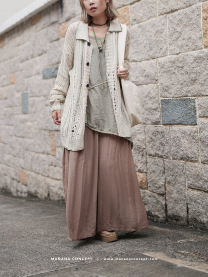 MZ535 CONTRAST-STITCH NEPS CARDIGAN