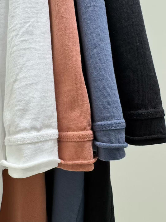 MZ836 OVERSIZED CREW NECK PLAIN SHIRT