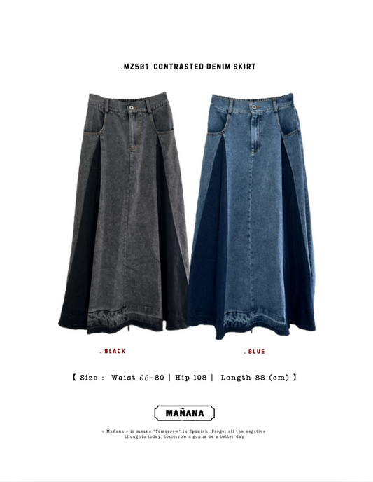 MZ501 CONTRASTED DENIM SKIRT