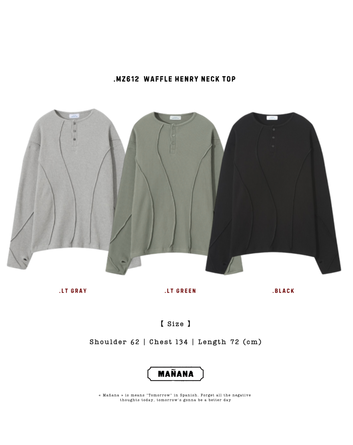 MZ612 WAFFLE HENRY NECK TOP