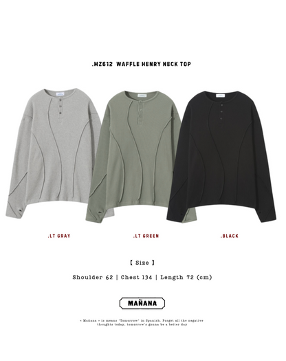 MZ612 WAFFLE HENRY NECK TOP