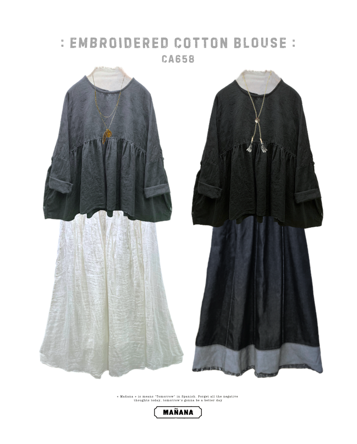 CA658 EMBROIDERED COTTON BLOUSE