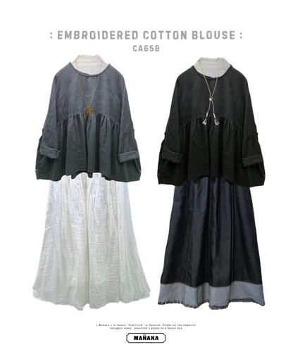 CA658 EMBROIDERED COTTON BLOUSE
