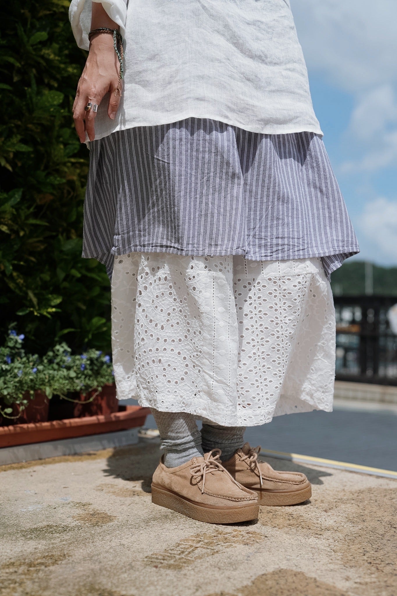 CB131 EMBROIDERED LACE PANTS