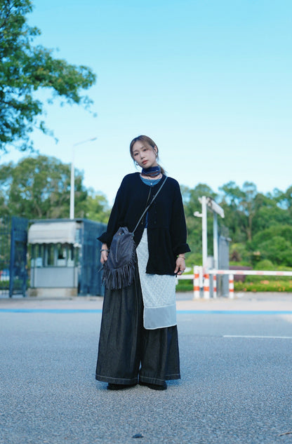 CA698 PLEATED DENIM JEANS