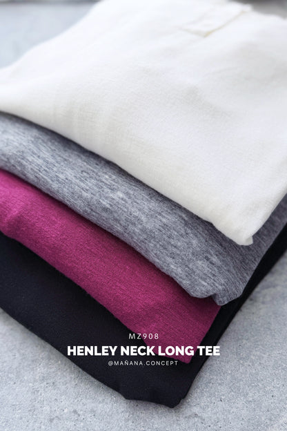 MZ908 HENLEY NECK LONG TEE 【 2件減-$20, 4件減-$50 】