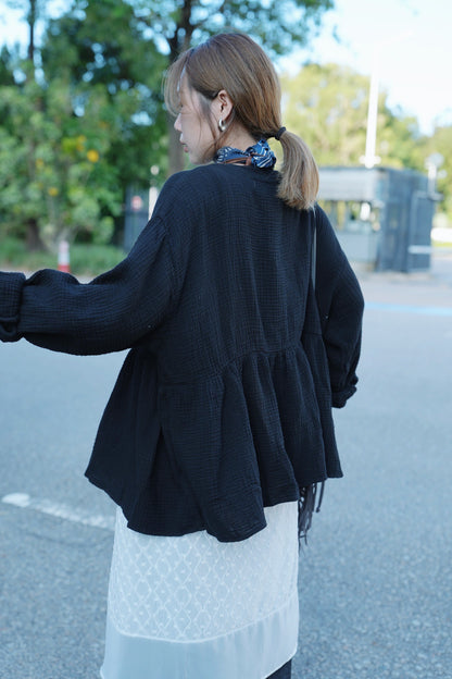 CA912 SLANTED COLLAR LOOSE BLOUSE