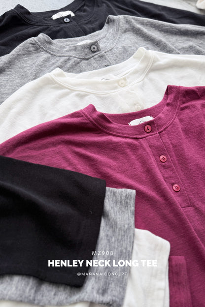 MZ908 HENLEY NECK LONG TEE 【 2件減-$20, 4件減-$50 】
