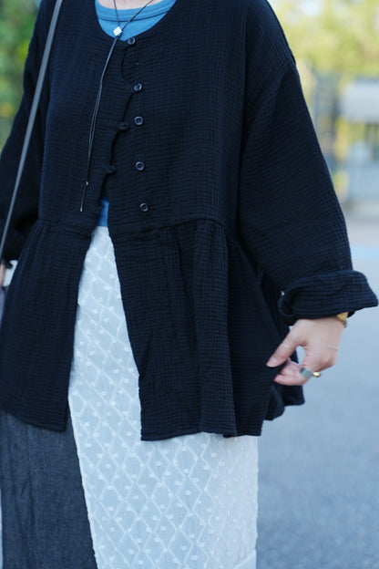 CA912 SLANTED COLLAR LOOSE BLOUSE