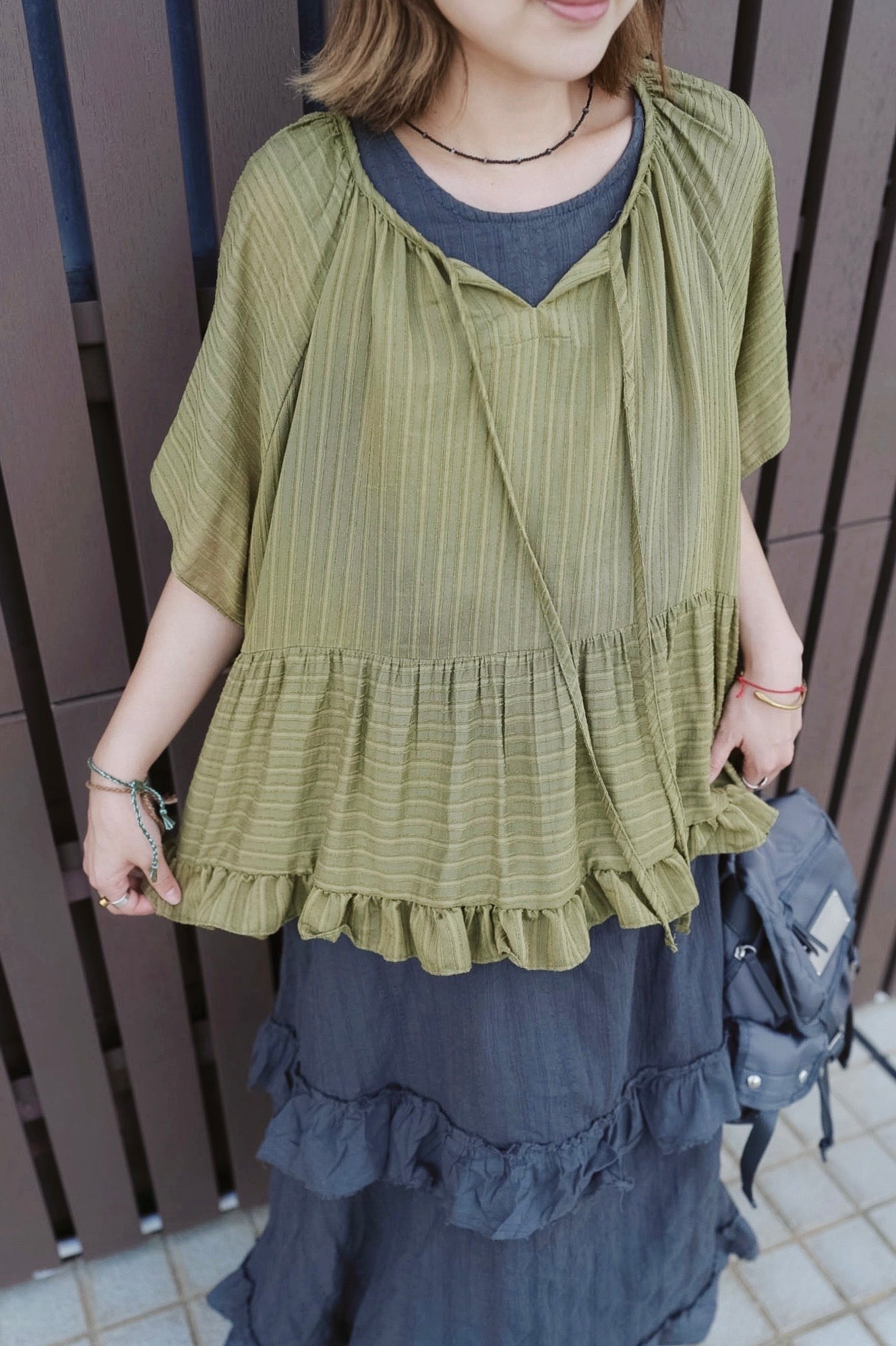 MB0014 SILKY DOBBY STRIPE BLOUSE