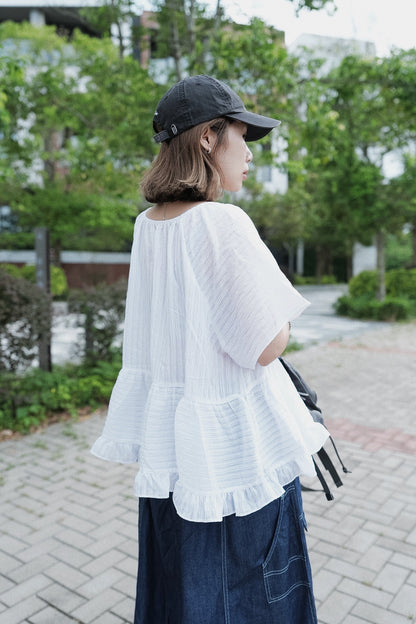 MB0014 SILKY DOBBY STRIPE BLOUSE