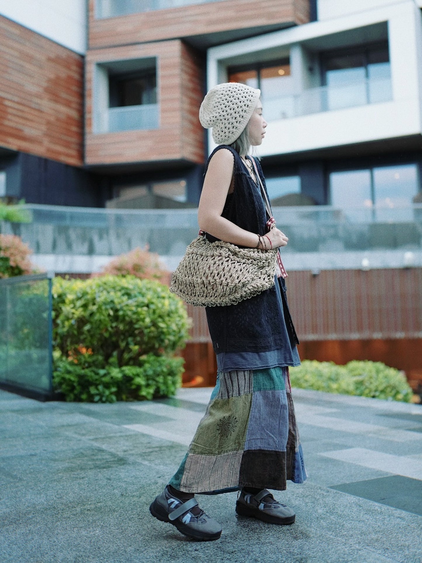 NA390 STONEWASHED PATCHWORK SKIRT