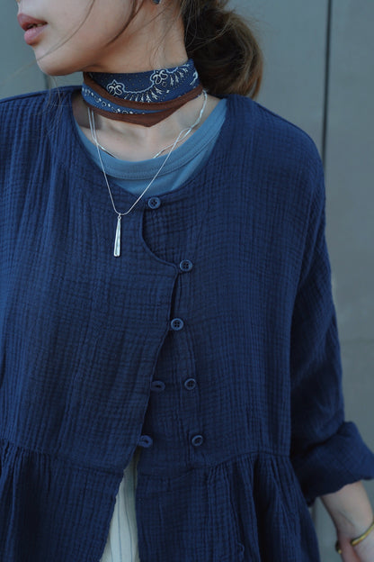 CA912 SLANTED COLLAR LOOSE BLOUSE