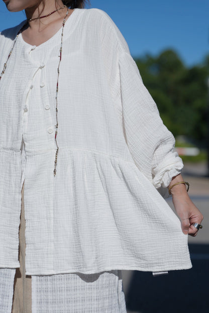 CA912 SLANTED COLLAR LOOSE BLOUSE