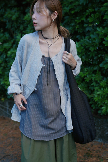 MZ819 LT WEIGHT BUTTON STRIPED DRESS