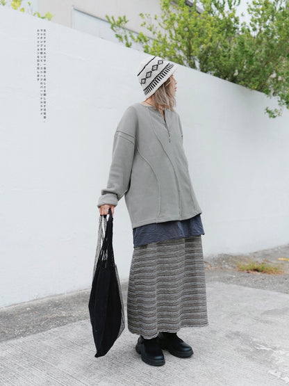 MZ612 WAFFLE HENRY NECK TOP