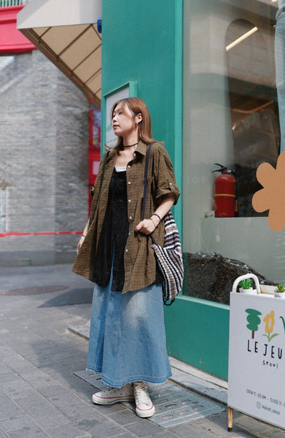 CA701 WASHED DENIM SKIRT