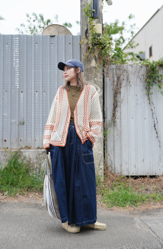 NA435 CROCHET V-NECK CARDIGAN