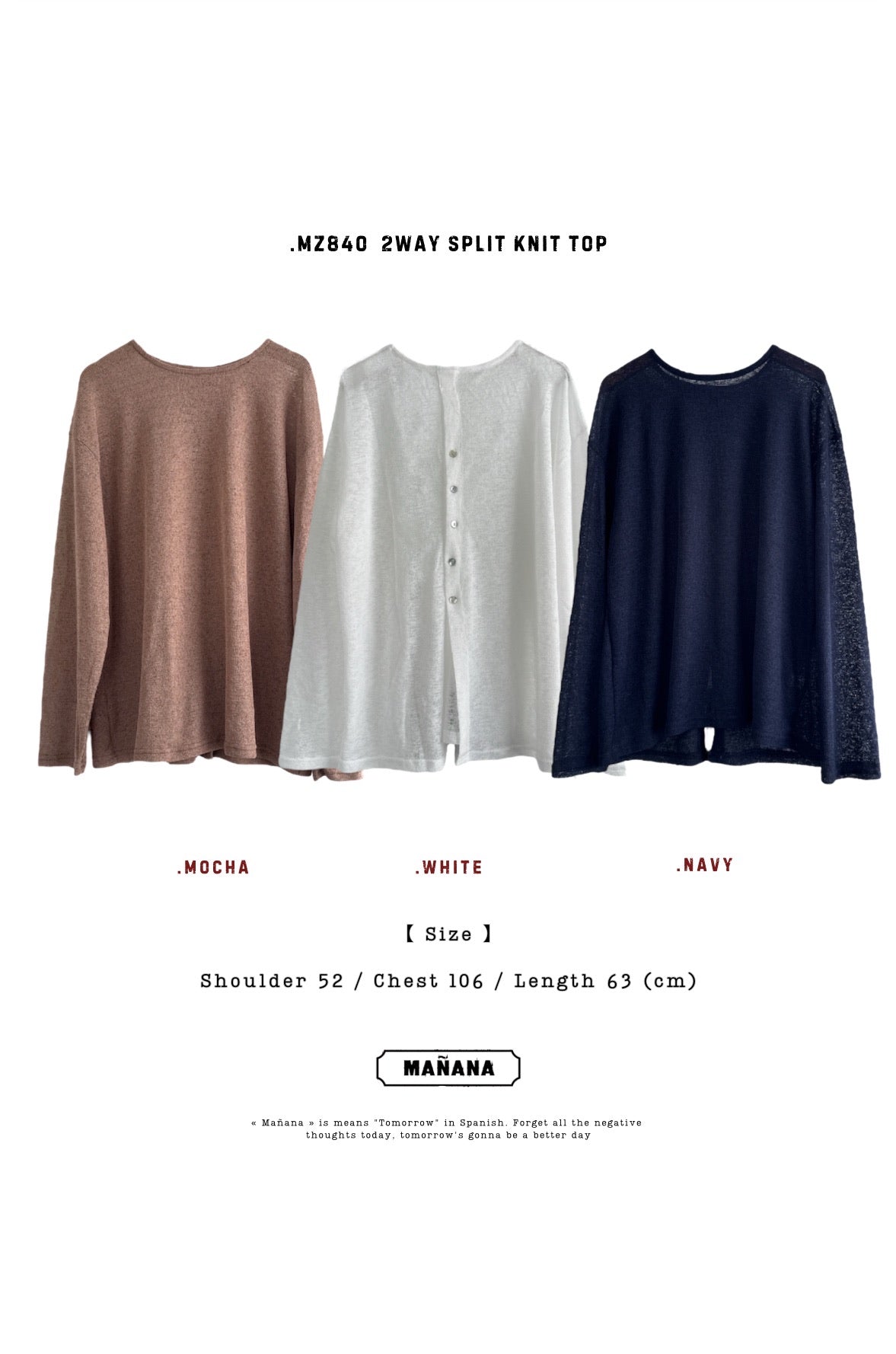 MZ840 2WAY SPLIT KNIT TOP