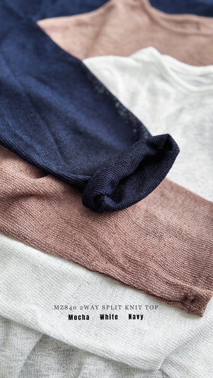 MZ840 2WAY SPLIT KNIT TOP
