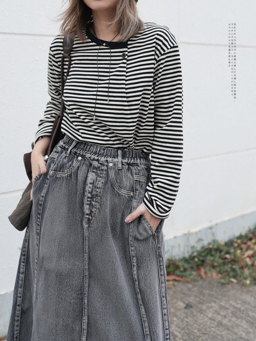NA434 REMAKE DESIGN DENIM SKIRT