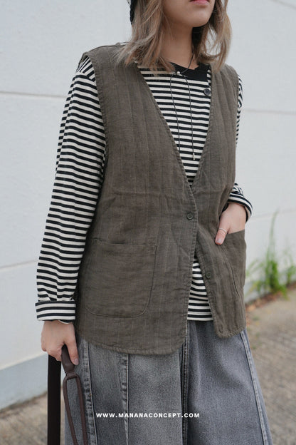 MZ619 ROUND NECK STRIPE TOP