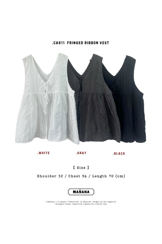 CA911 FRINGED RIBBON VEST
